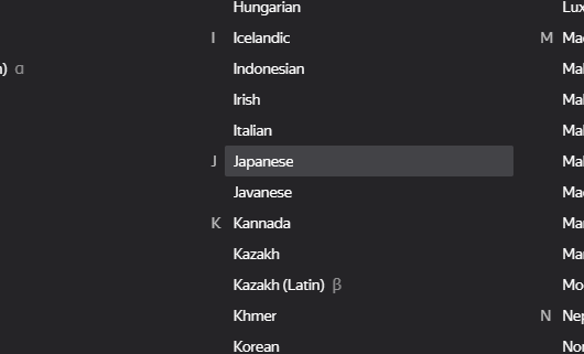 言語の一覧からJapaneseを選ぶ