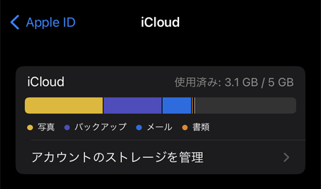 iCloud内の保存データ